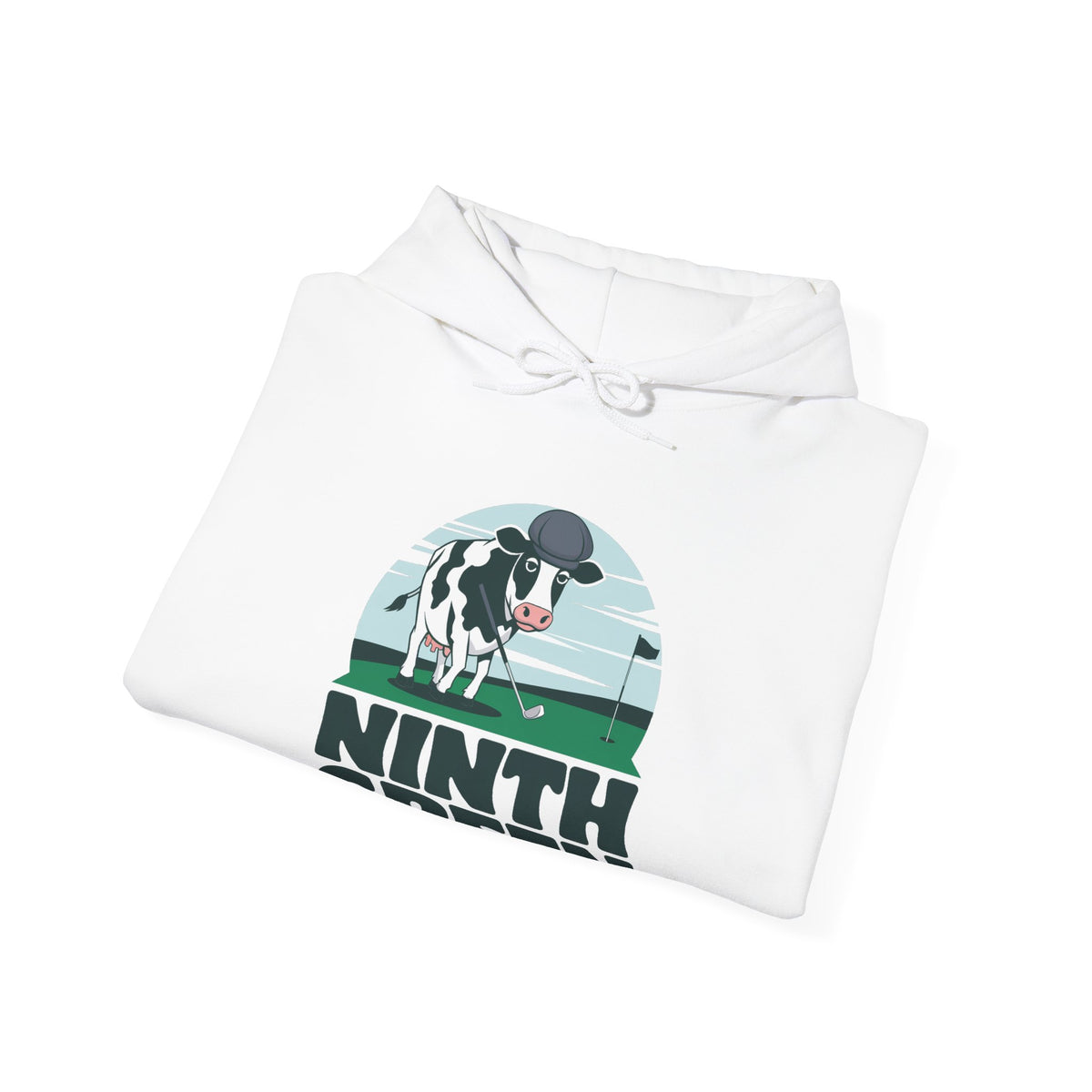 Cow in Flat Cap Golf Graphic | Ninth Green - Hoodie